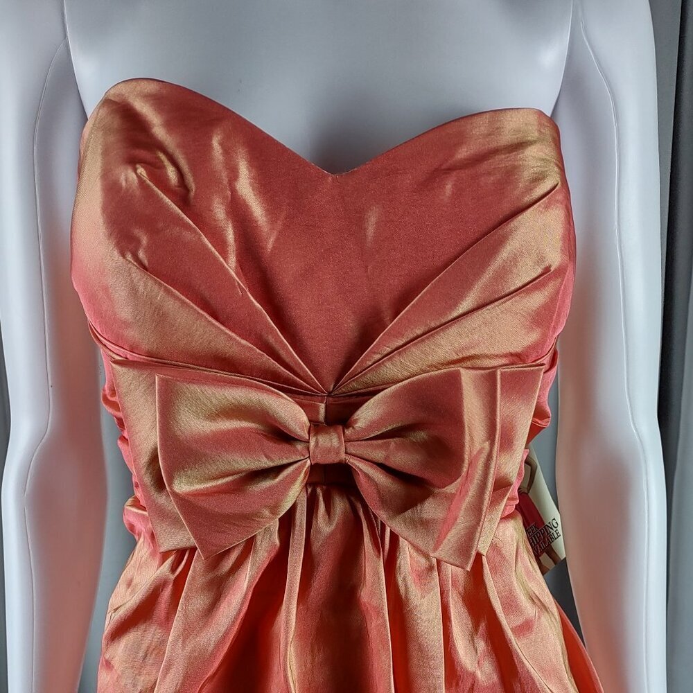 Pretty Maids Mango Strapless Bubble Hem Cocktail Bridesmaid Dress Bow Sz 14 NWT - Picture 2 of 9